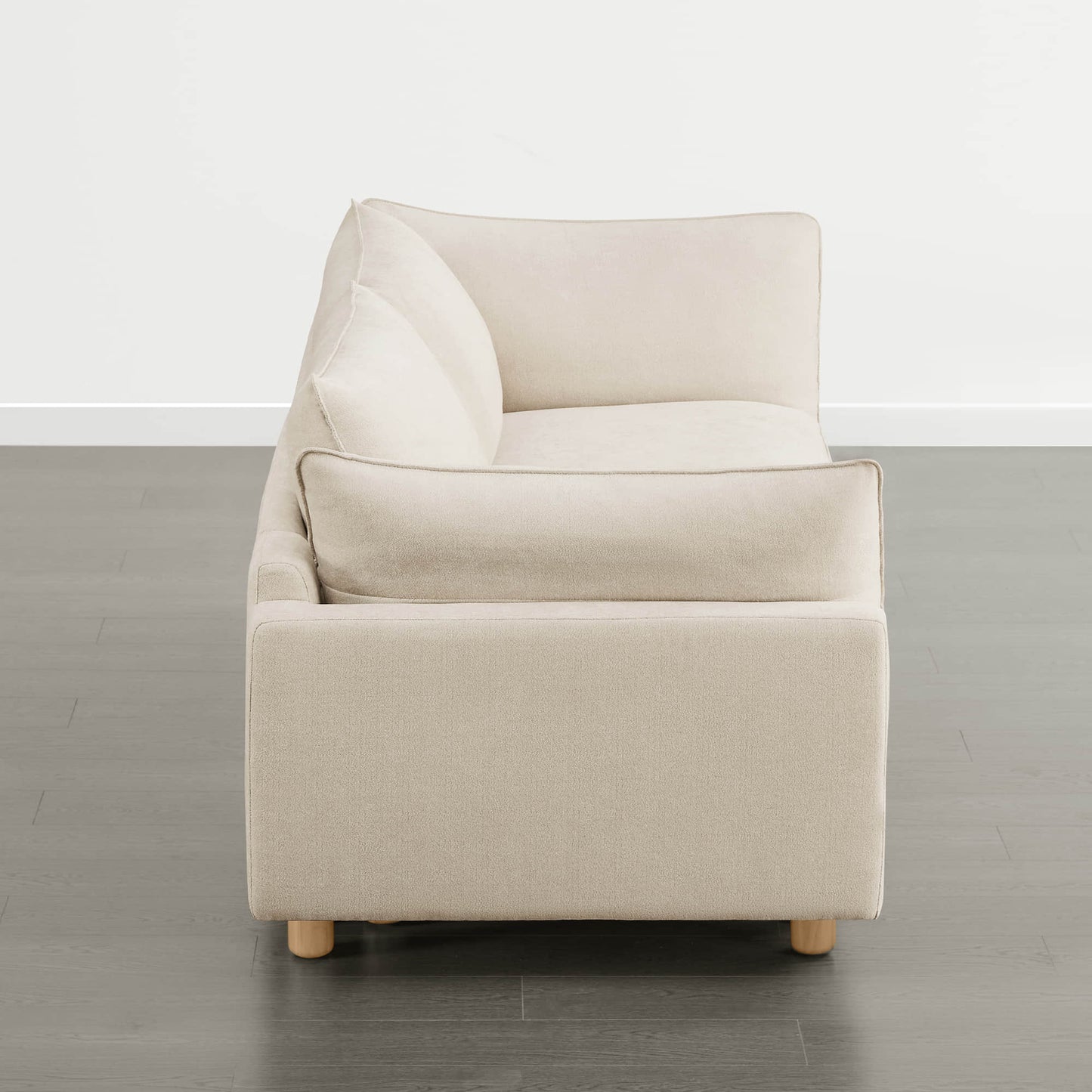 Modular 2-Seat Sofa with Wood Legs in Classic Grey