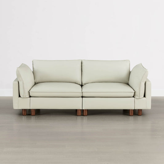 Modular 2-Seat Sofa with Wood Legs in Classic Grey