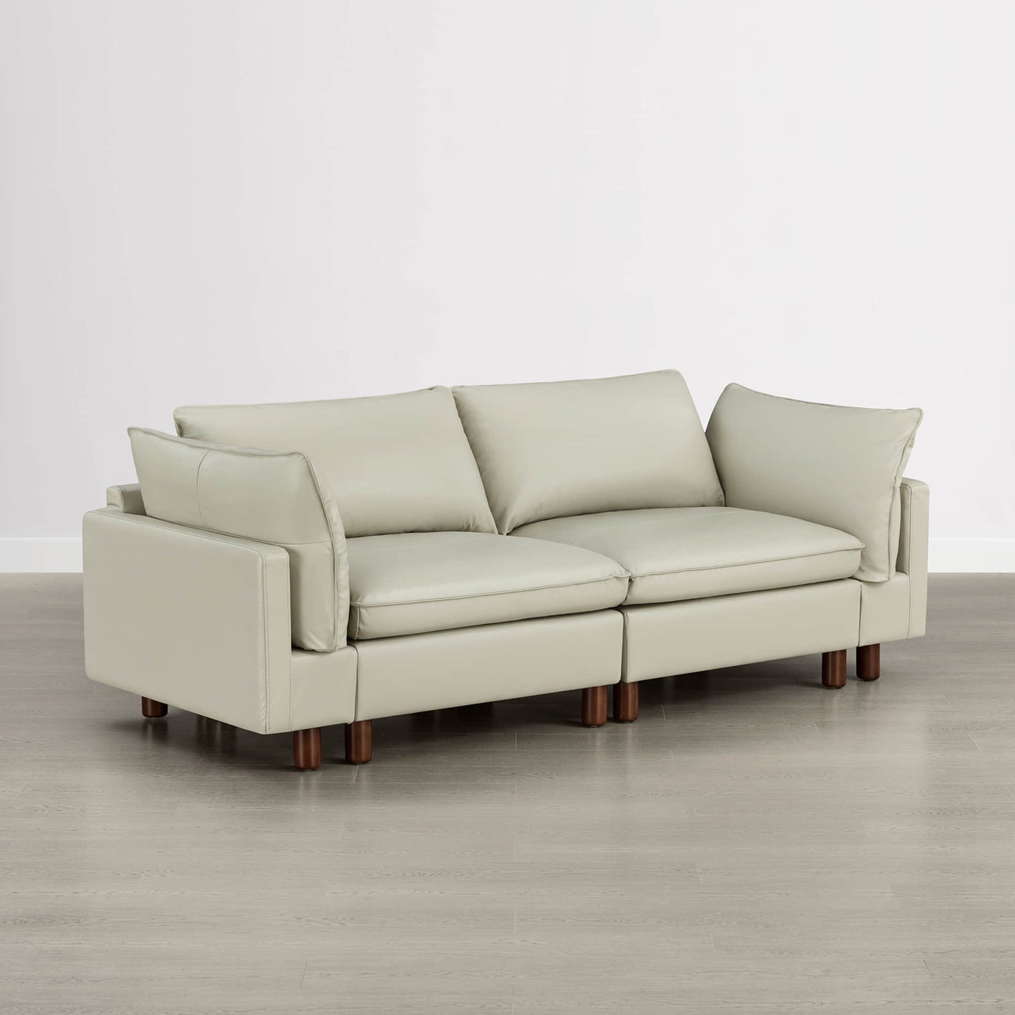 Modular 2-Seat Sofa with Wood Legs in Classic Grey