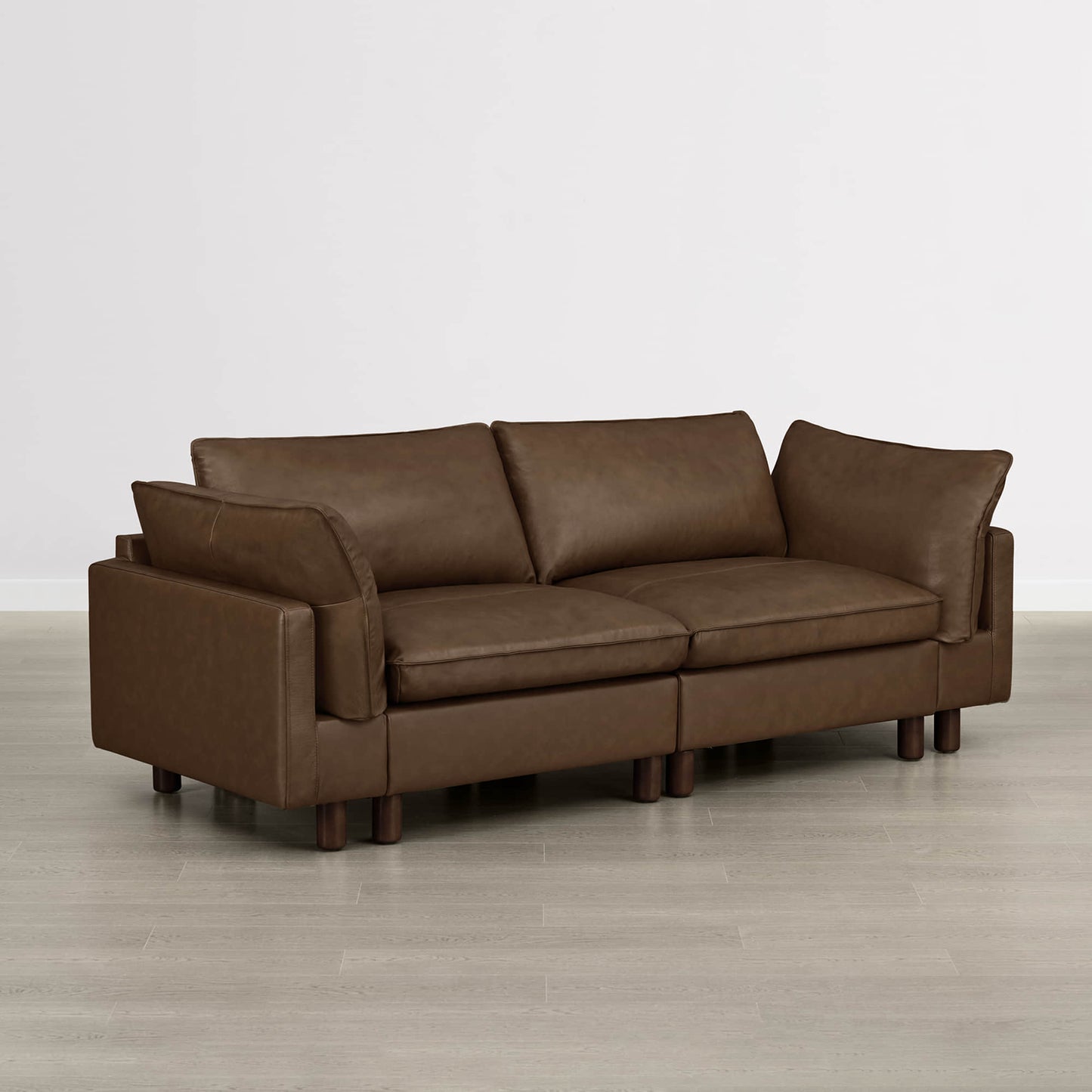 Modular 2-Seat Sofa with Wood Legs in Classic Grey