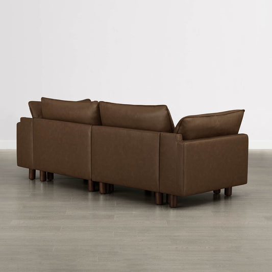 Modular 2-Seat Sofa with Wood Legs in Classic Grey