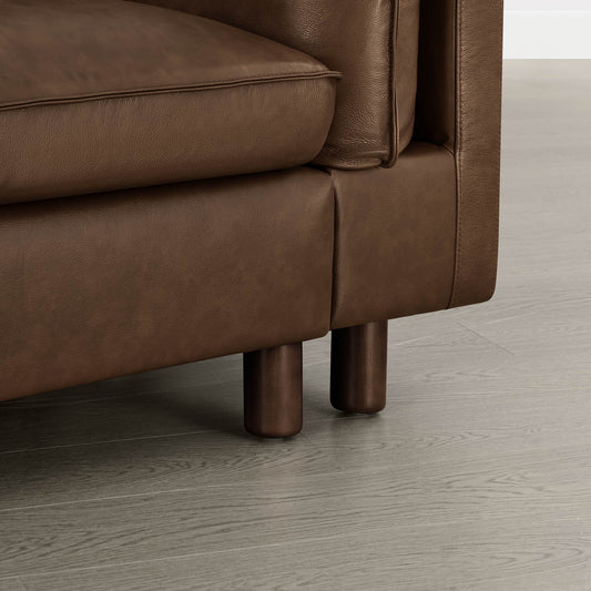 Modular 2-Seat Sofa with Wood Legs in Classic Grey