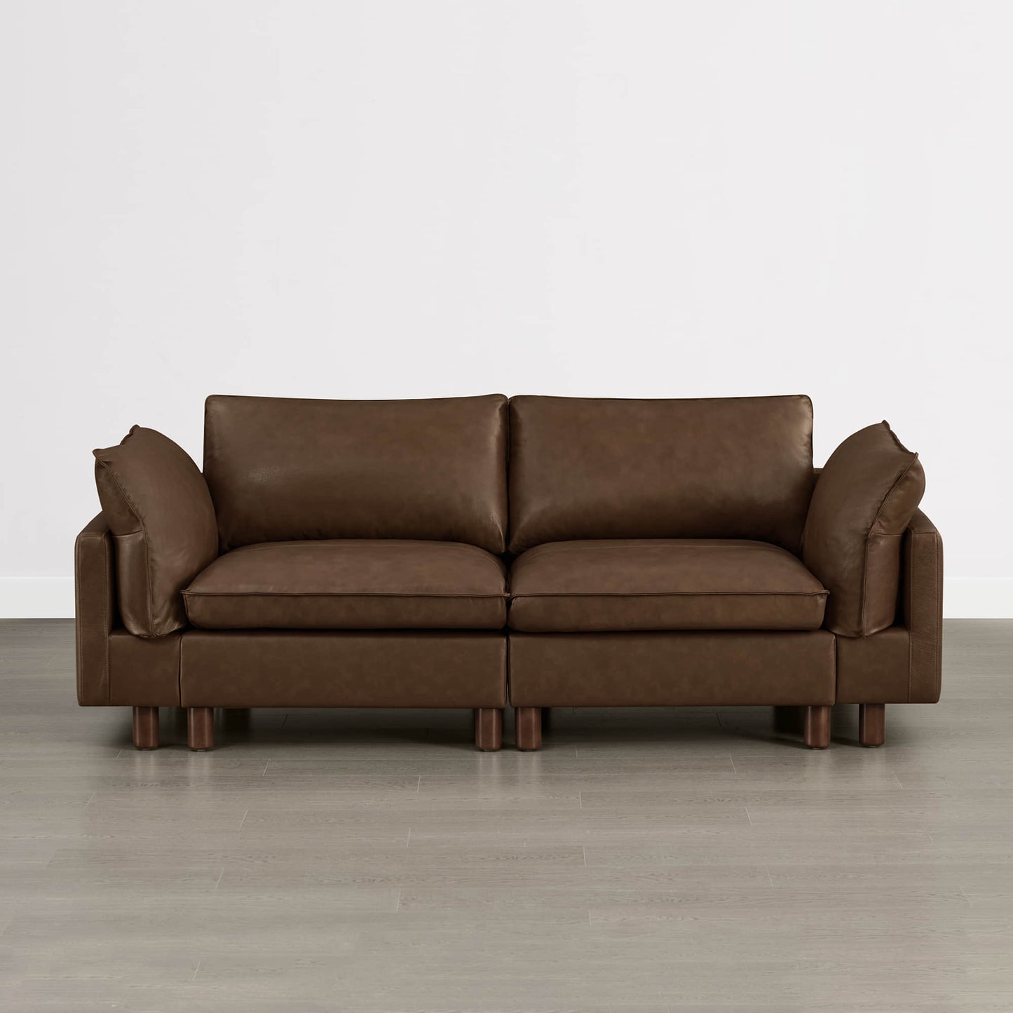 Modular 2-Seat Sofa with Wood Legs in Classic Grey