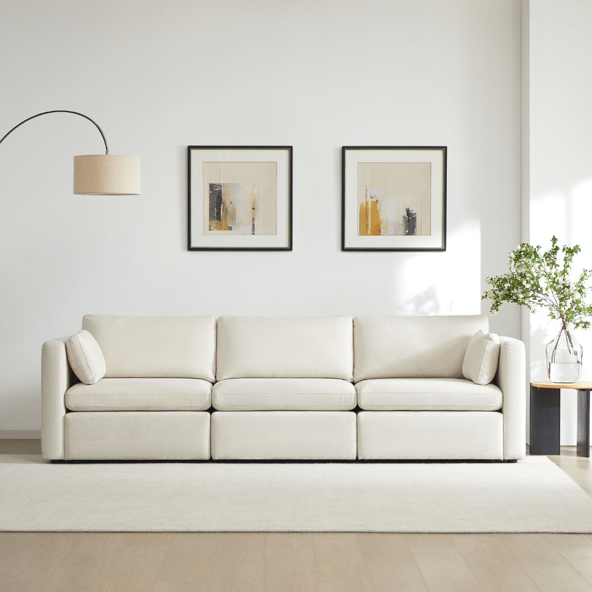 Modular 3-Seat Sofa with Customizable Configuration