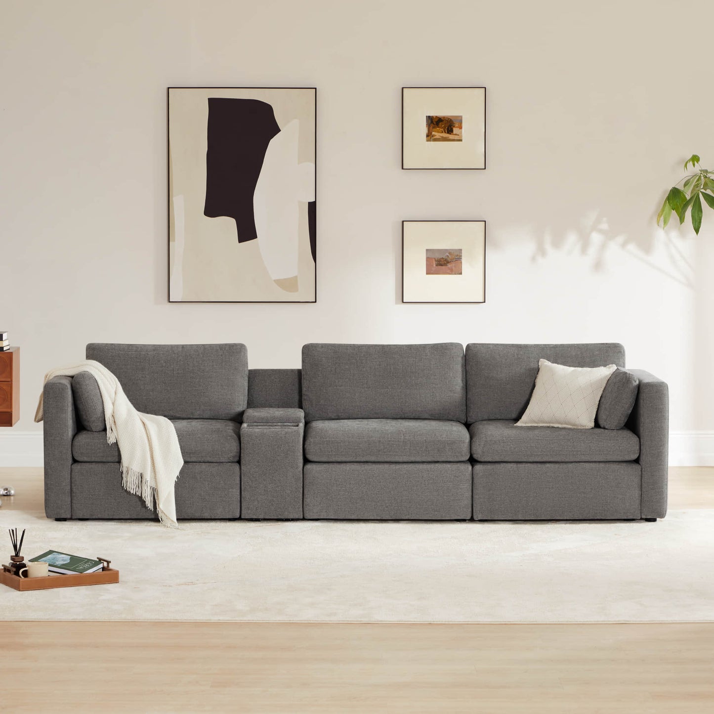 Modular 3-Seat Sofa with Customizable Configuration