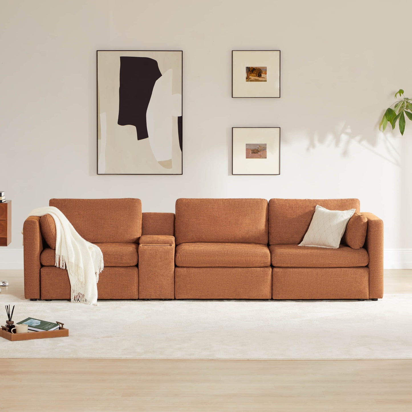 Modular 3-Seat Sofa with Customizable Configuration