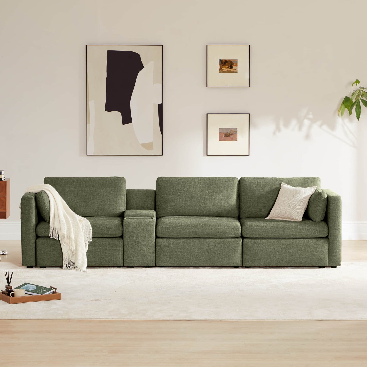 Modular 3-Seat Sofa with Customizable Configuration