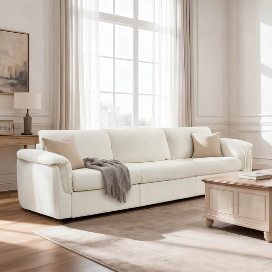 Modular 3-Seat Sofa with Double-Layer Armrests