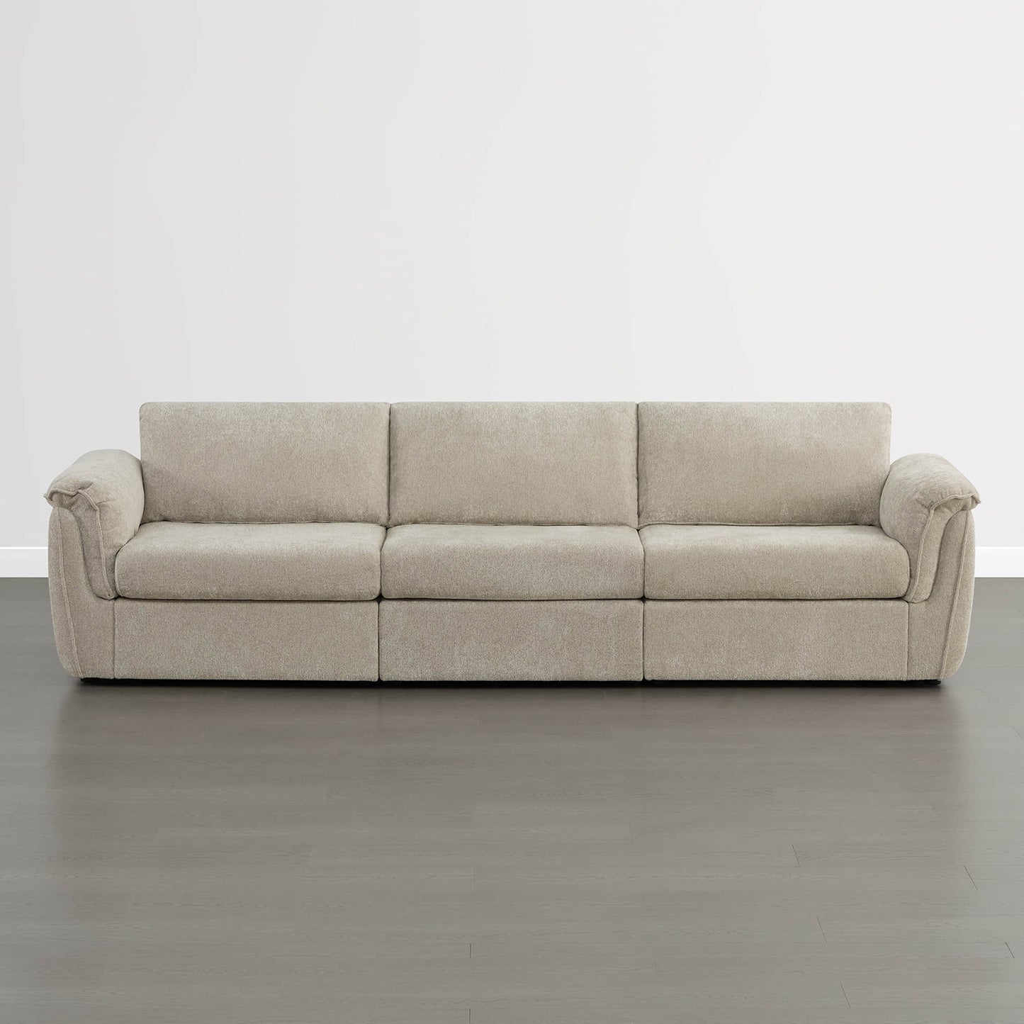 Modular 3-Seat Sofa with Double-Layer Armrests