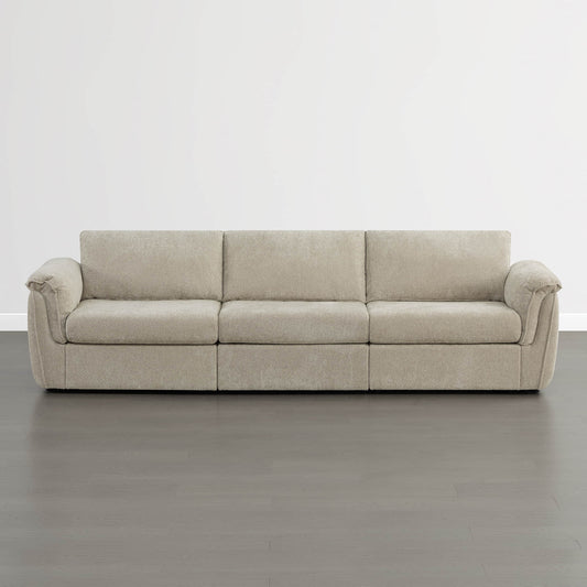 Modular 3-Seat Sofa with Double-Layer Armrests