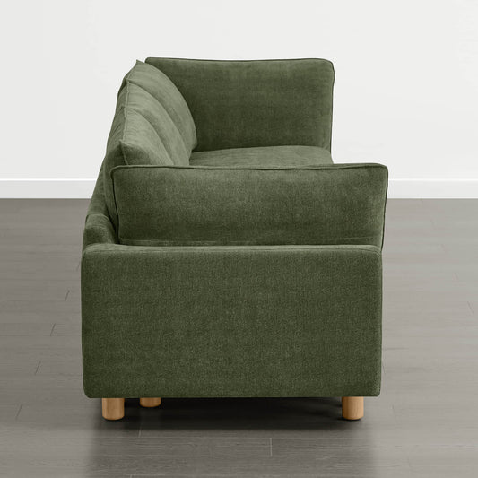 Modular 3-Seat Sofa with Wooden Legs in Neutral Fabric