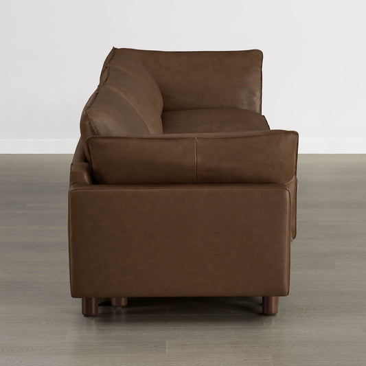Modular 3-Seat Sofa with Wooden Legs in Neutral Fabric
