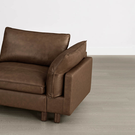 Modular 3-Seat Sofa with Wooden Legs in Neutral Fabric