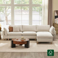 Modular 4-Seat Sectional Sofa with Wood Legs in Grey Fabric