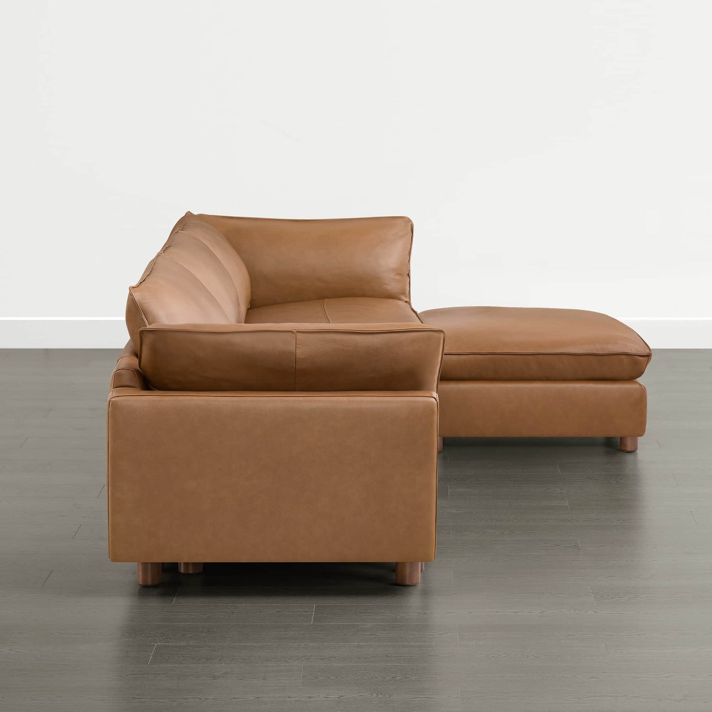 Modular 4-Seat Sectional Sofa with Wood Legs in Grey Fabric