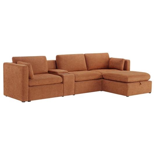 Modular 4-Seat Sofa Chaise with Storage Ottoman