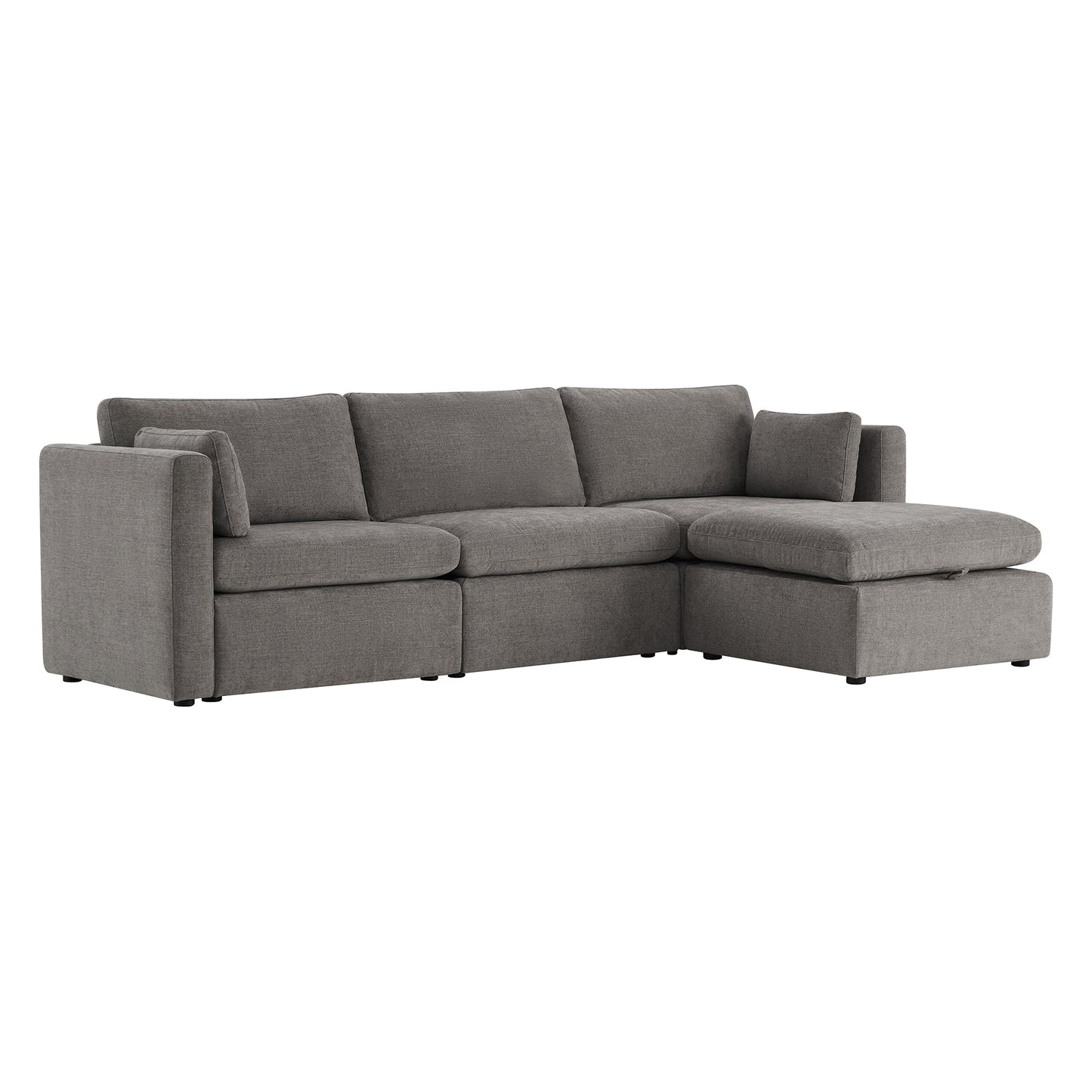 Modular 4-Seat Sofa Chaise with Storage Ottoman