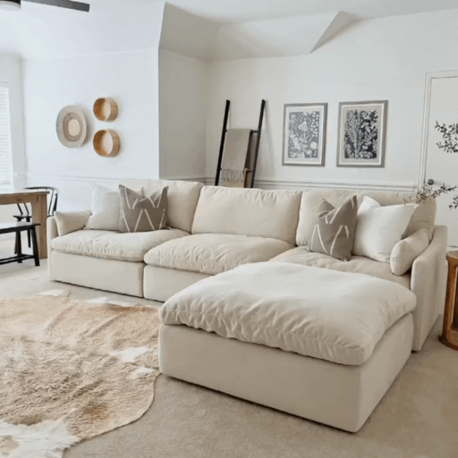 Modular 4-Seater Sofa-Chaise with Angled Design