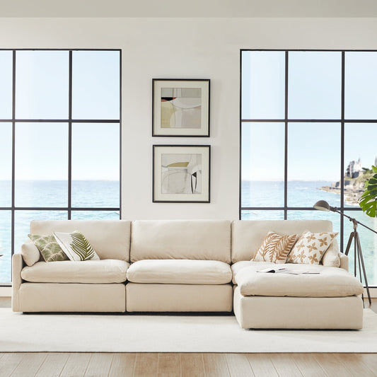 Modular 4-Seater Sofa-Chaise with Angled Design