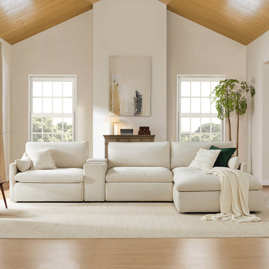 Modular 4-Seater Sofa-Chaise with Angled Design