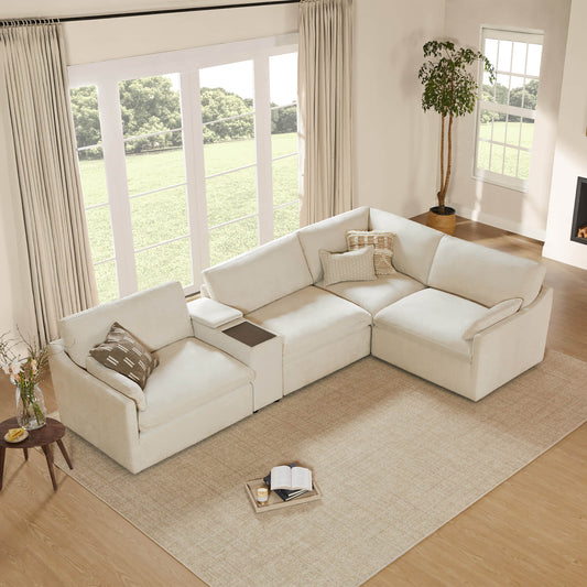 Modular 4-Seater Sofa-Chaise with Angled Design