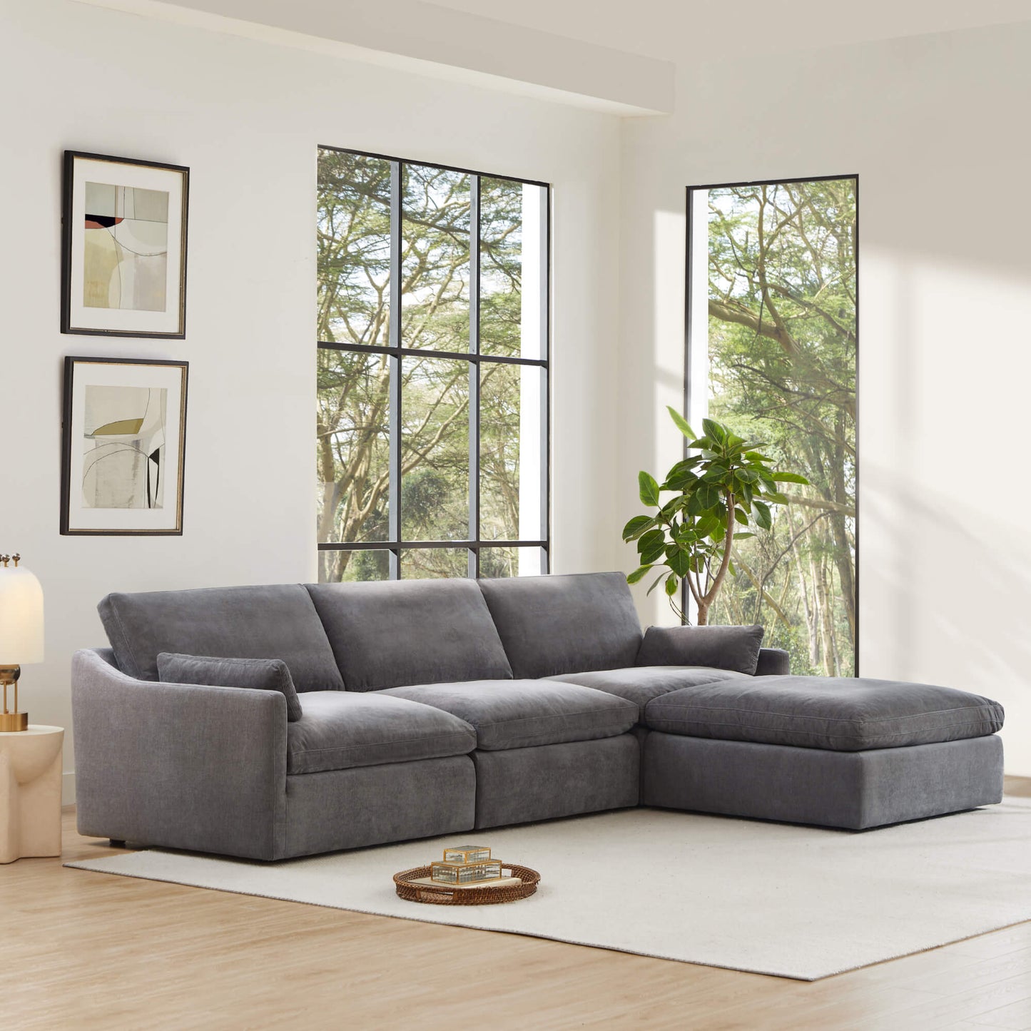 Modular 4-Seater Sofa-Chaise with Angled Design