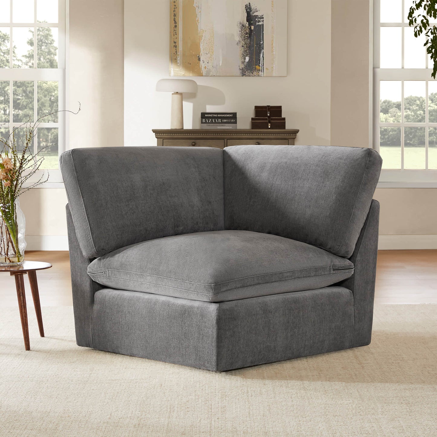 Modular 4-Seater Sofa-Chaise with Angled Design