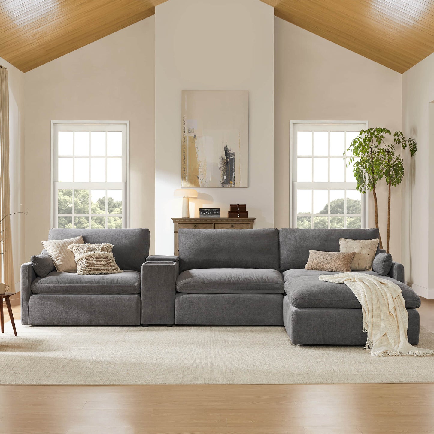 Modular 4-Seater Sofa-Chaise with Angled Design