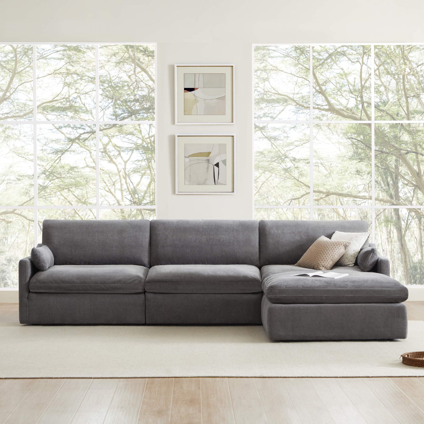 Modular 4-Seater Sofa-Chaise with Angled Design