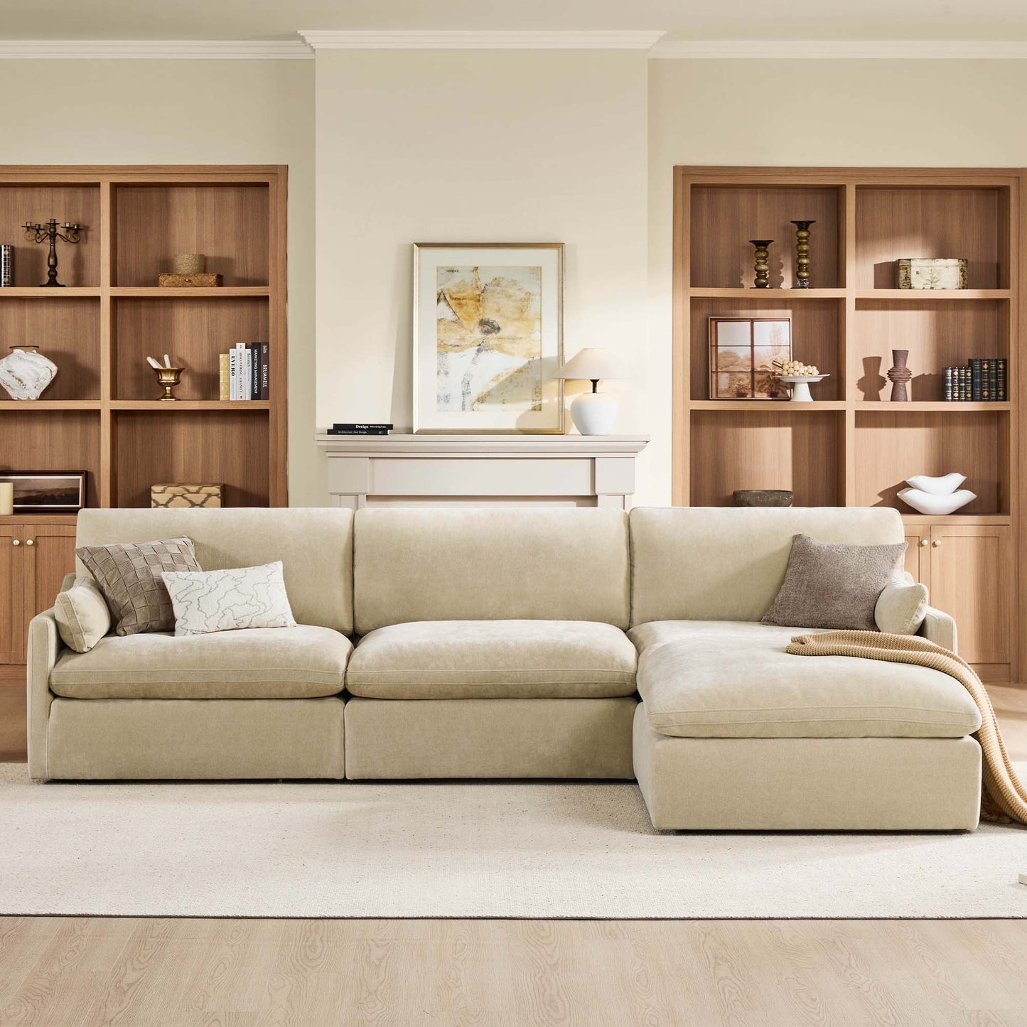 Modular 4-Seater Sofa-Chaise with Angled Design