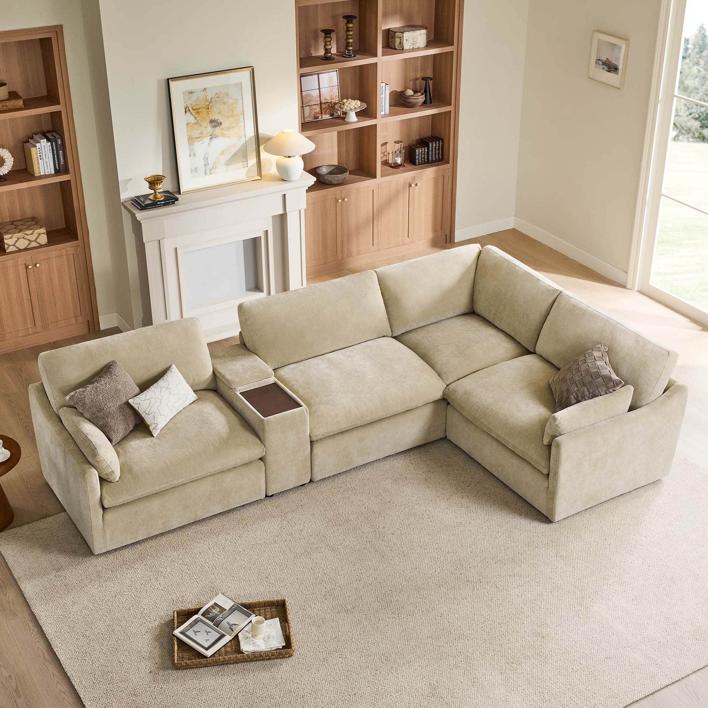 Modular 4-Seater Sofa-Chaise with Angled Design