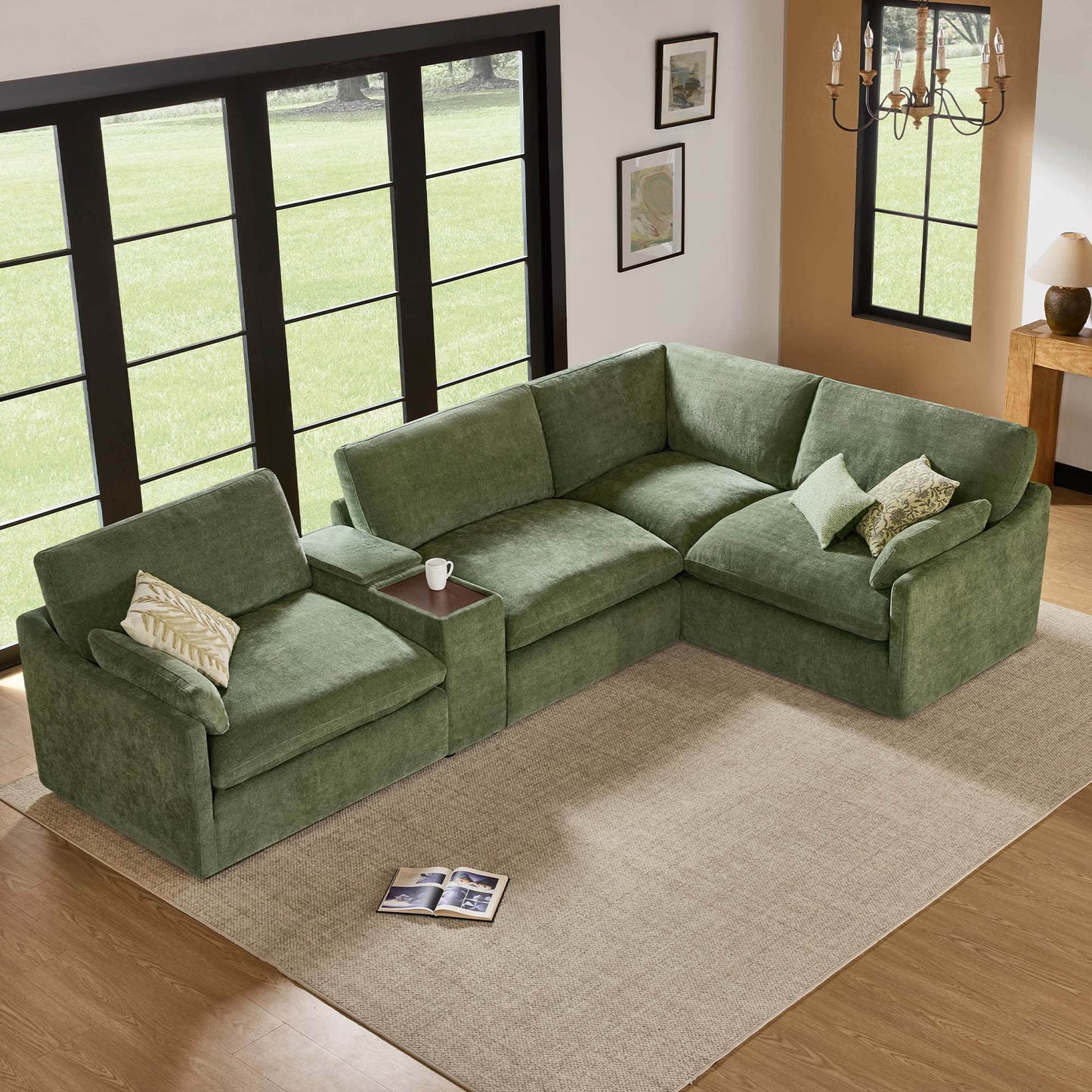 Modular 4-Seater Sofa-Chaise with Angled Design