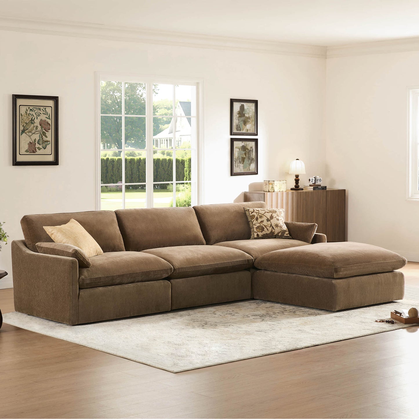 Modular 4-Seater Sofa-Chaise with Angled Design