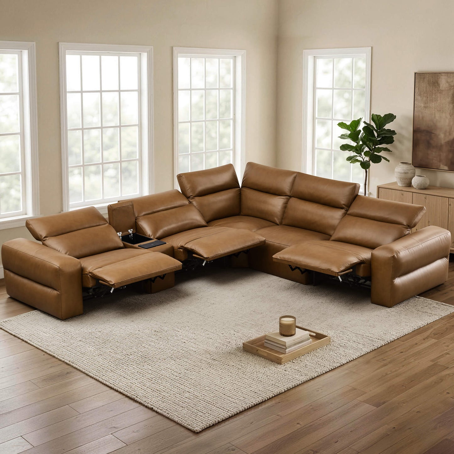 Modular 5-Seat Power Reclining Sofa with Power Headrests