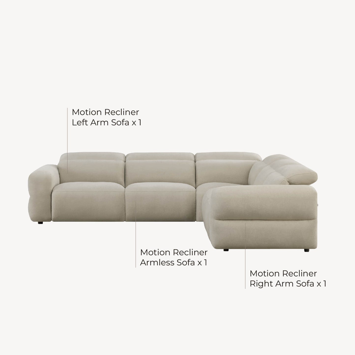 Modular 5-Seat Power Reclining Sofa with Power Headrests