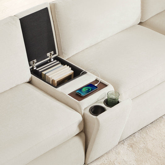 Modular 5-Seat Sofa Chaise with Storage Ottomans