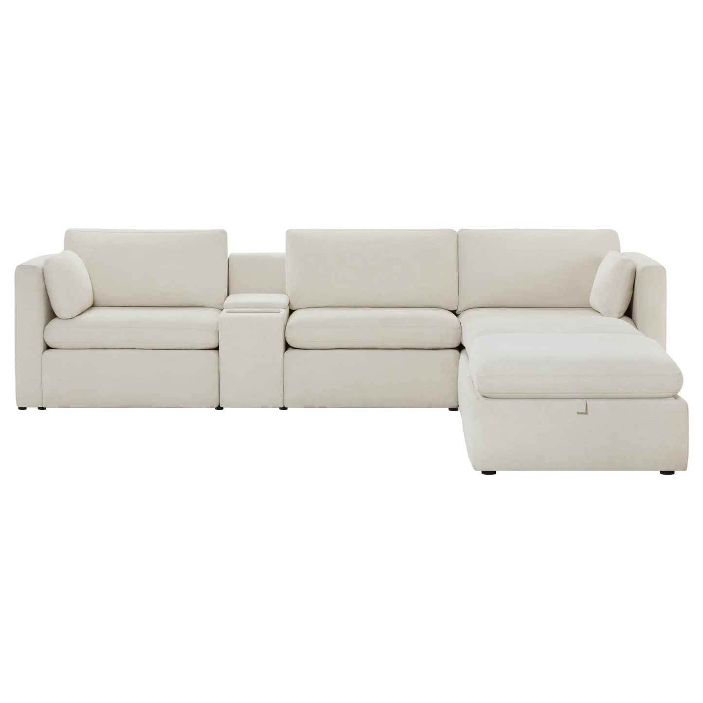Modular 5-Seat Sofa Chaise with Storage Ottomans