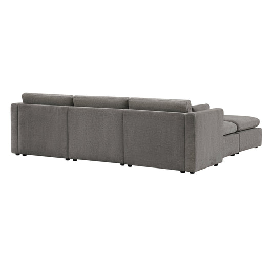 Modular 5-Seat Sofa Chaise with Storage Ottomans
