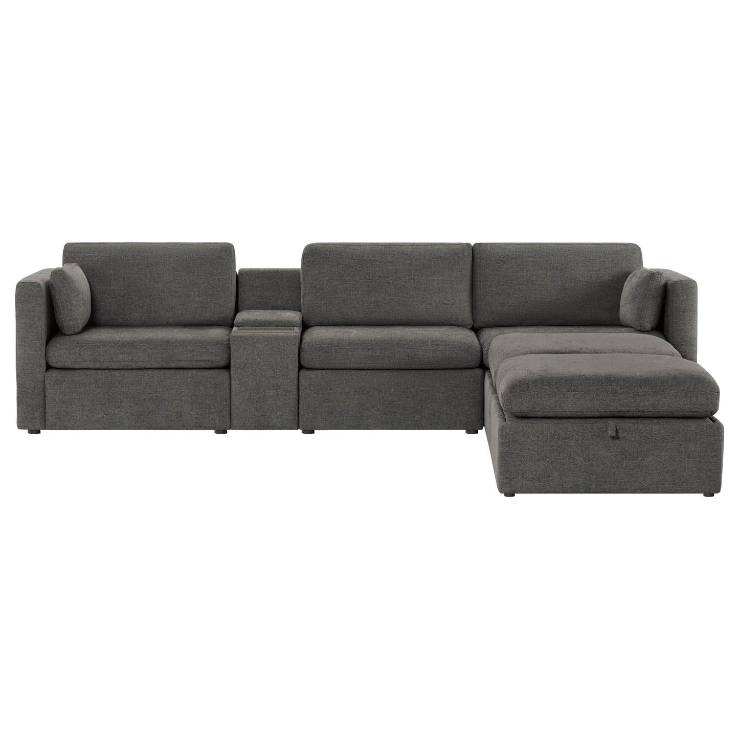 Modular 5-Seat Sofa Chaise with Storage Ottomans