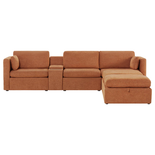 Modular 5-Seat Sofa Chaise with Storage Ottomans