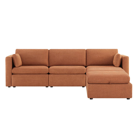 Modular 5-Seat Sofa Chaise with Storage Ottomans