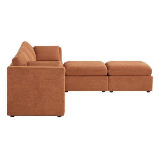 Modular 5-Seat Sofa Chaise with Storage Ottomans