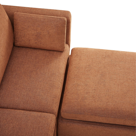 Modular 5-Seat Sofa Chaise with Storage Ottomans