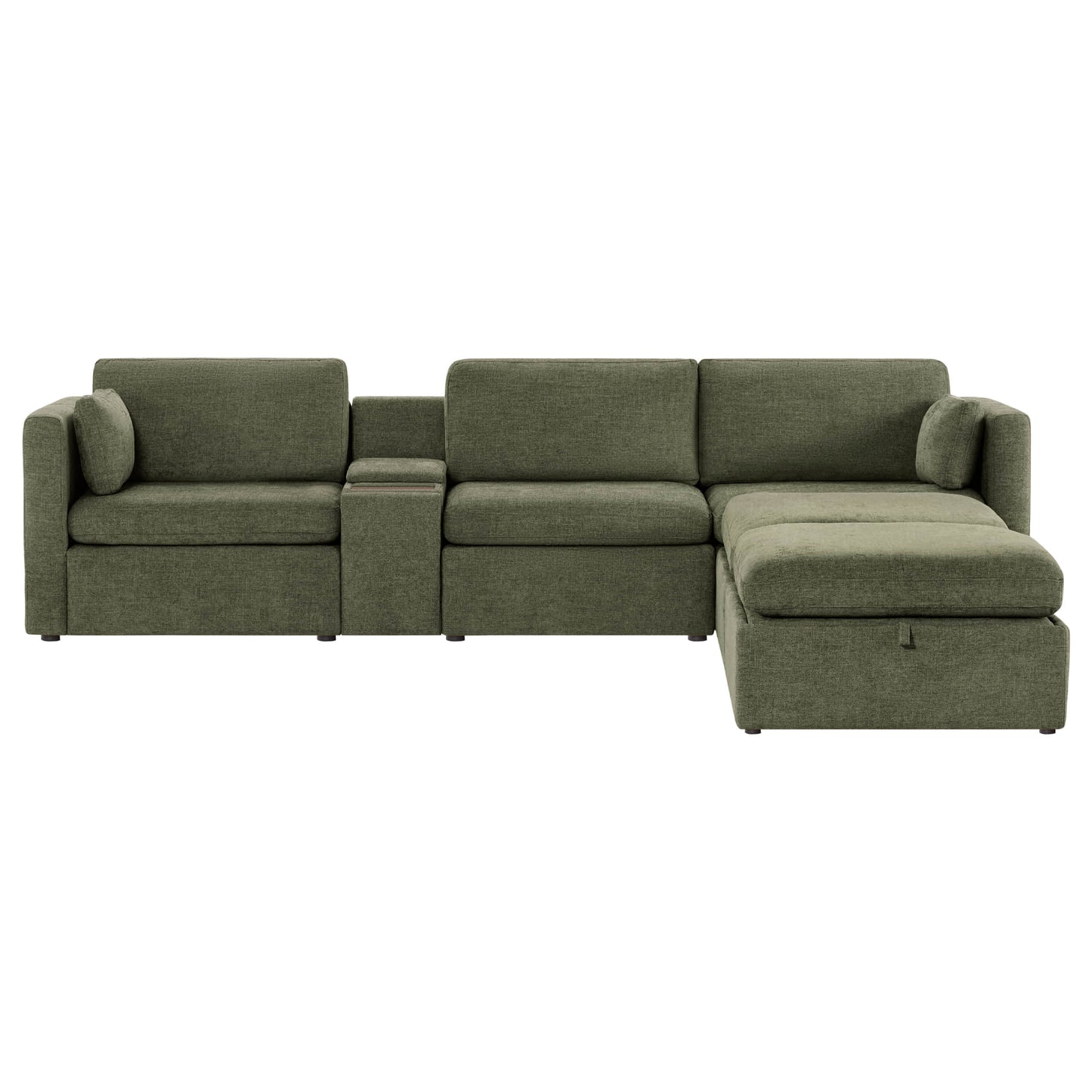 Modular 5-Seat Sofa Chaise with Storage Ottomans