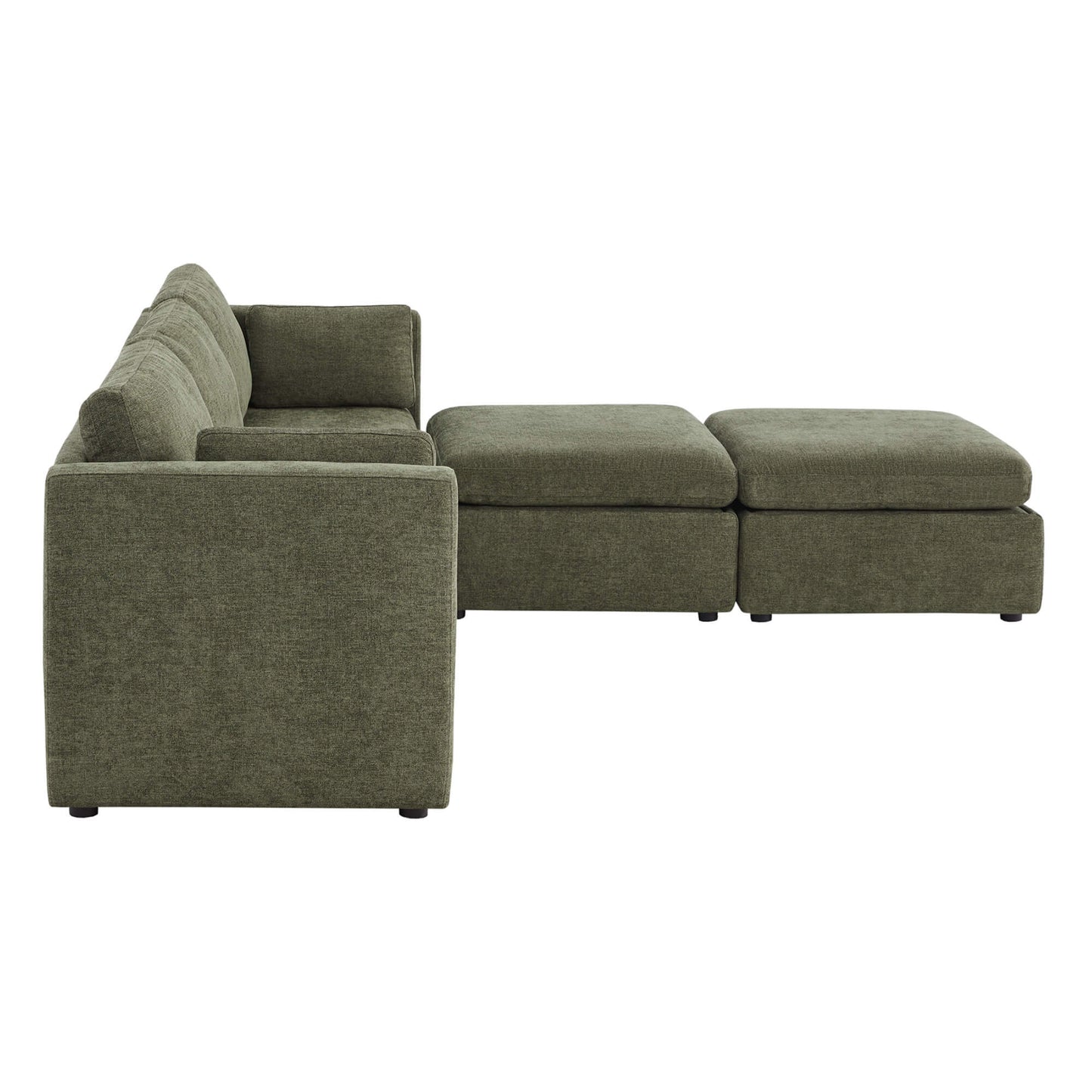 Modular 5-Seat Sofa Chaise with Storage Ottomans