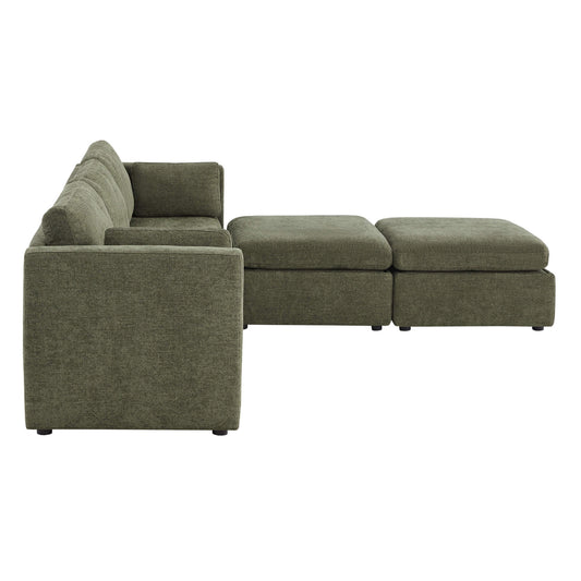 Modular 5-Seat Sofa Chaise with Storage Ottomans