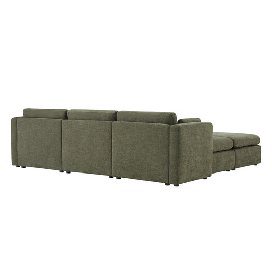 Modular 5-Seat Sofa Chaise with Storage Ottomans