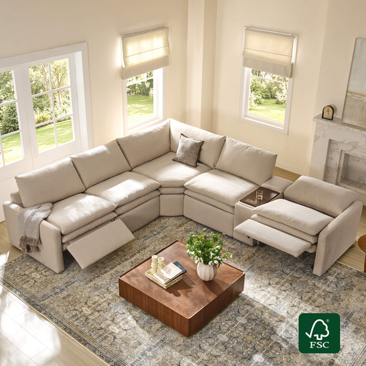 Modular 5-Seat Zero Gravity Reclining Sofa in Ohana Design