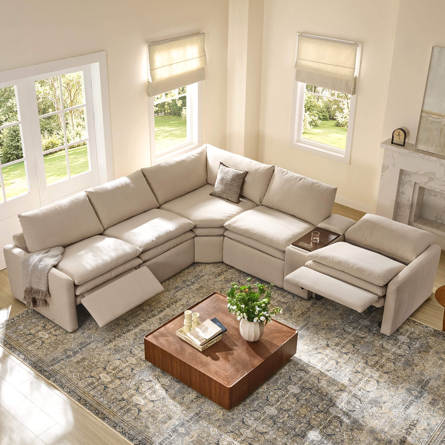 Modular 5-Seat Zero Gravity Reclining Sofa in Ohana Design