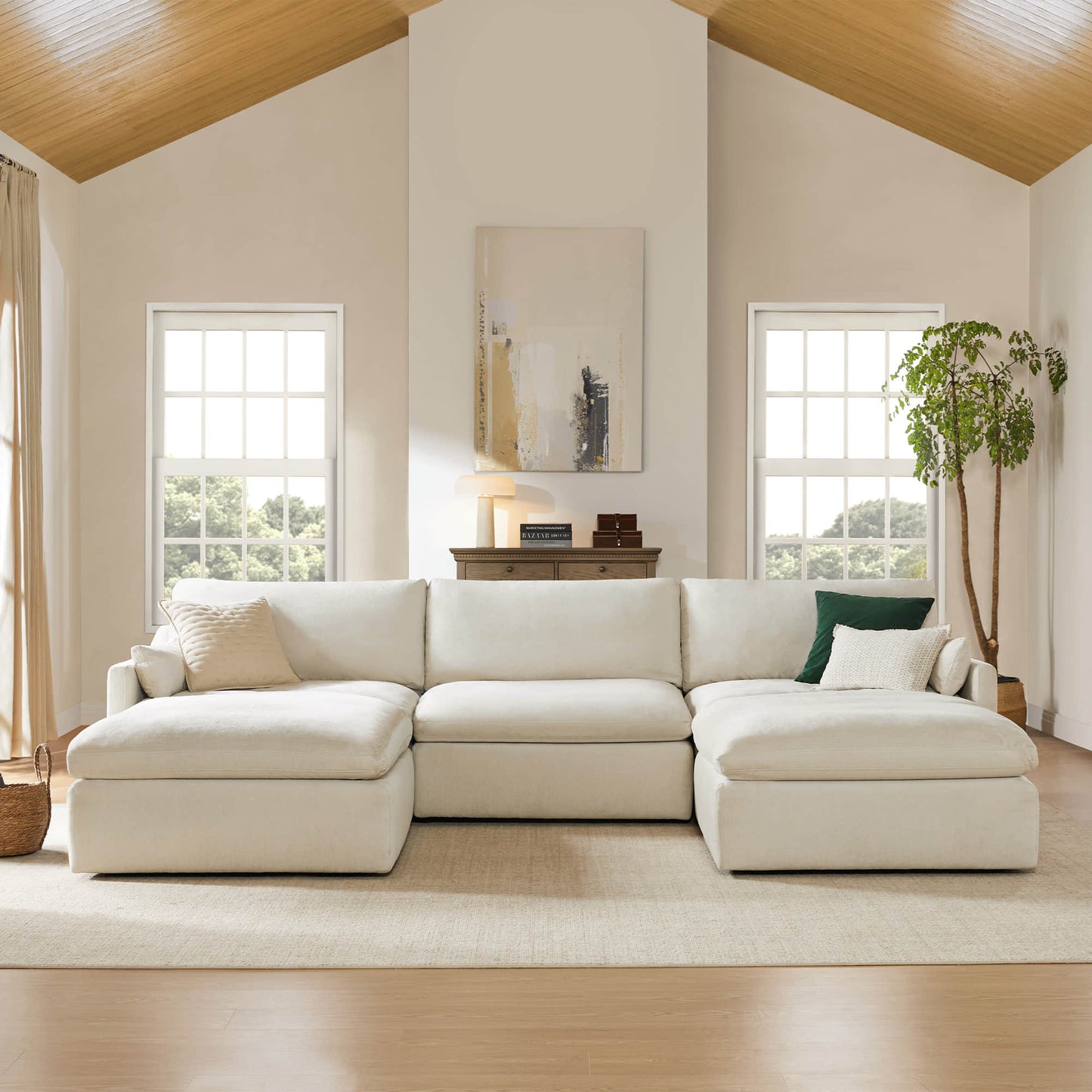 Modular 5-Seater Sofa with Chaise Lounge Design